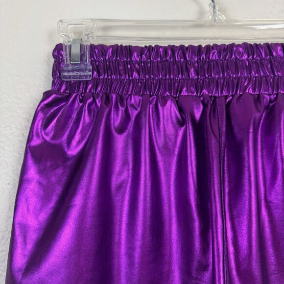 NWT Pesion Metallic Purple Hot Shorts High Waist Rave Festival Pockets Medium - Picture 8 of 13